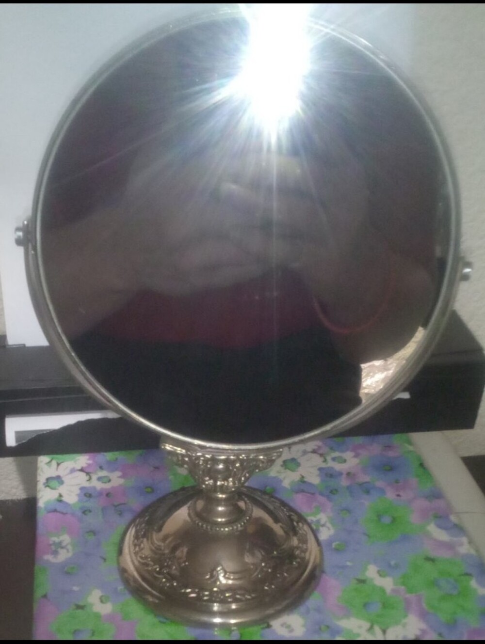 Vintage Hollywood Regency Swivel Tabletop Vanity Mirror - Silver Plated